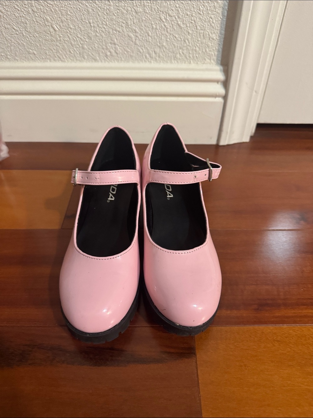 Kids Pink Mary Jane Shoes with Strap